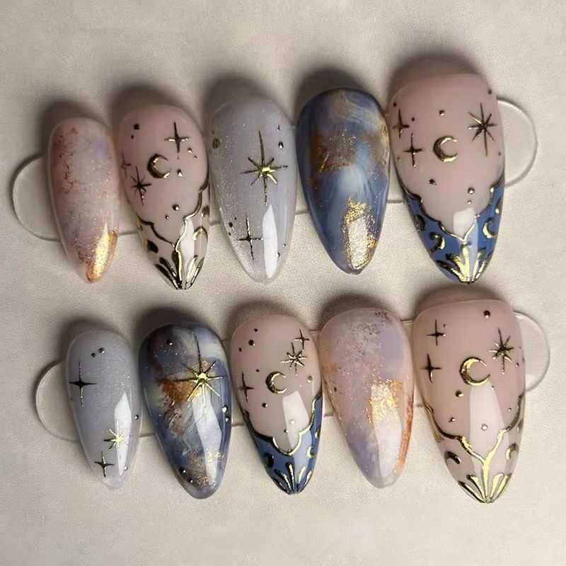Nail Art Y2K - 24Pcs Short Almond Nails Set Full