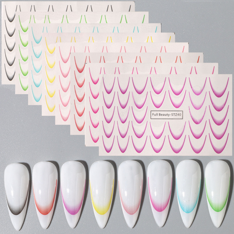 Nail Art Quotes - 8pcs Gradient French Nail Art Stickers