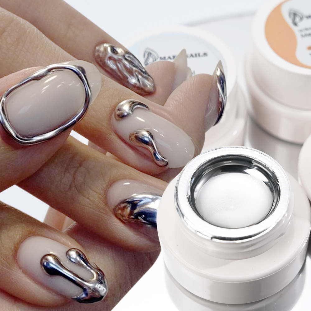 Nail Art Chrome - 5ml Silver Gold Metallic Gel Nail