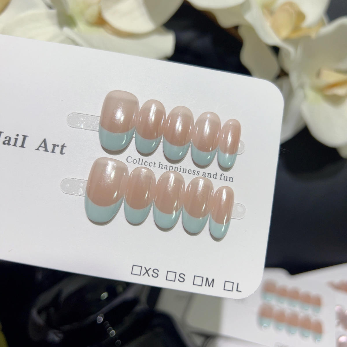 Nail Art Cat Eye Pink - 10Pcs French Almond Oval Short Finished