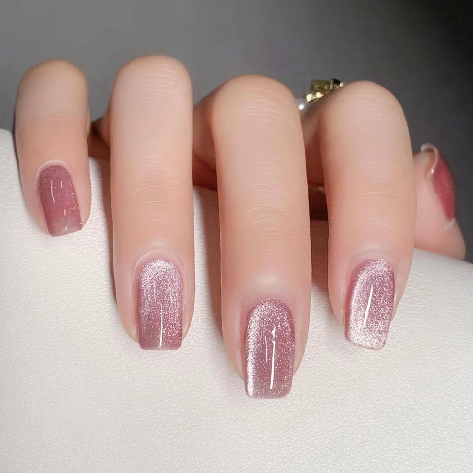 24pcs Pink Shiny Press-on Nail - Nail Art Cat Eye Pink review and price