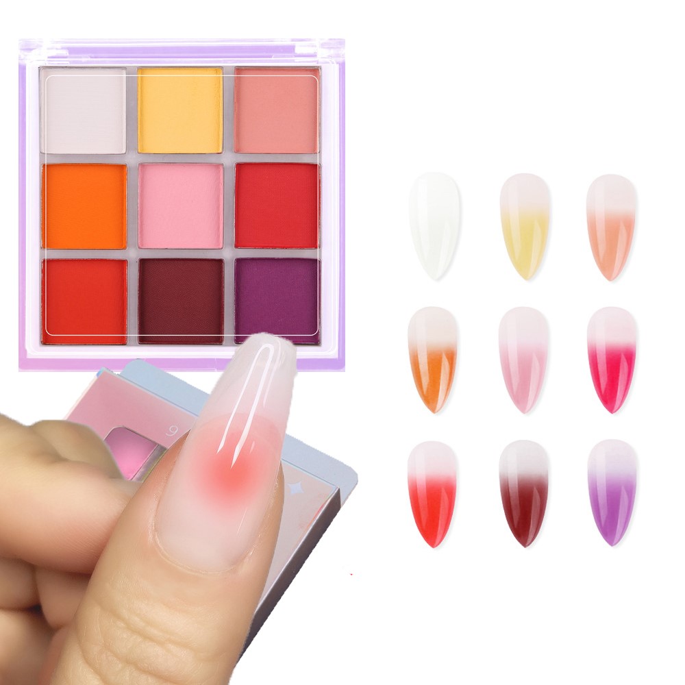 4/6/9Colors Nail Pigment Palet - Nail Art Ombre Glitter review and price