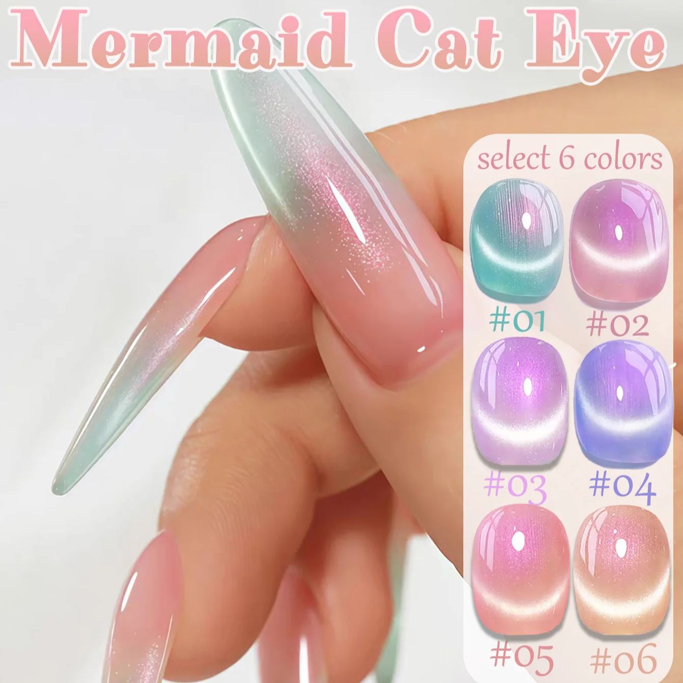 1pcs ZH Summer Charming Mermai - Nail Art Cat Eye Pink review and price