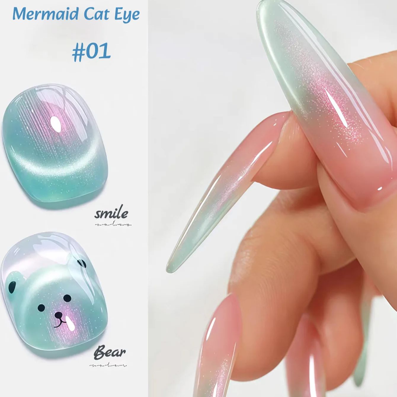 1pcs ZH Summer Charming Mermai - Nail Art Cat Eye Pink review and price