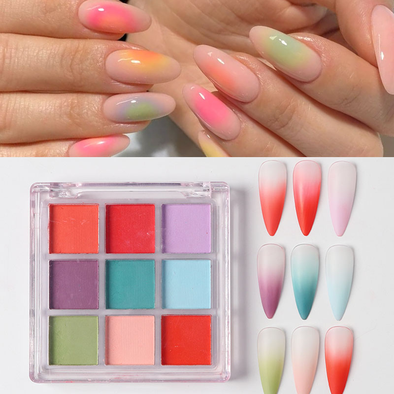 9 Colors Gradient Manicure Nai - Nail Art Ombre Glitter review and price