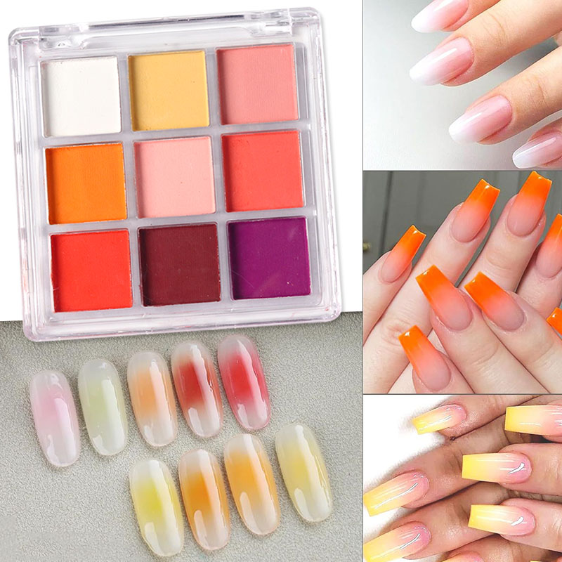 9 Colors Gradient Manicure Nai - Nail Art Ombre Glitter review and price