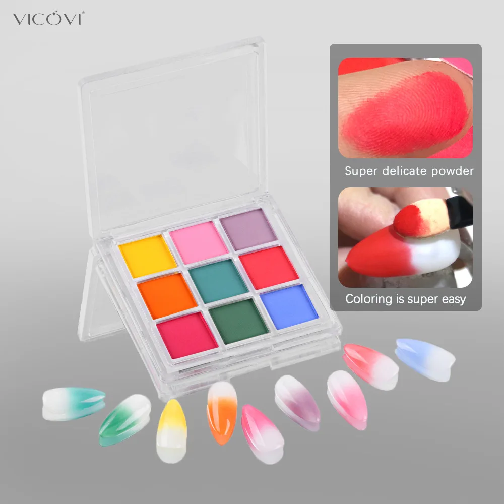 9 Colors Nail Pigment Palette  - Nail Art Ombre Glitter review and price