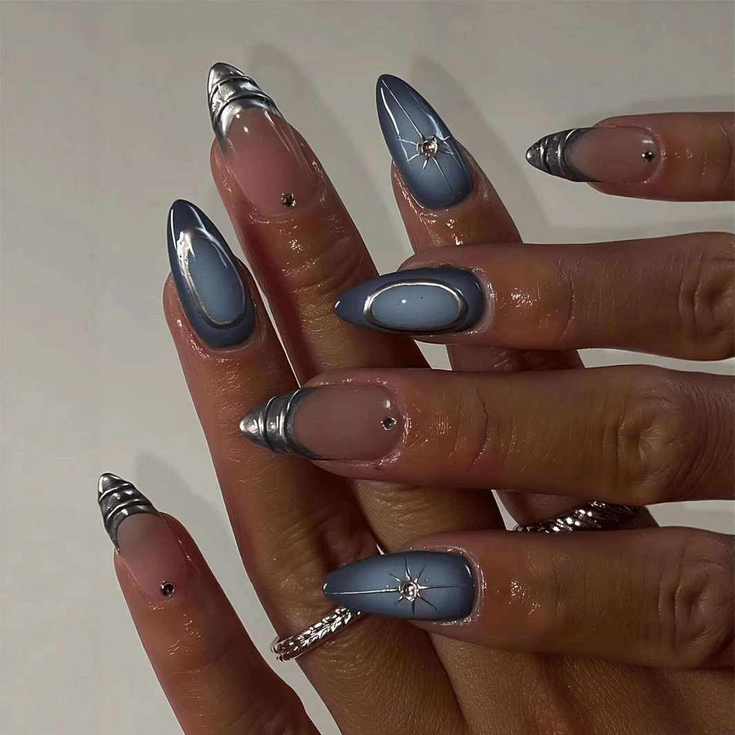 24Pcs Short Almond Nails Set F - Nail Art Y2K review and price