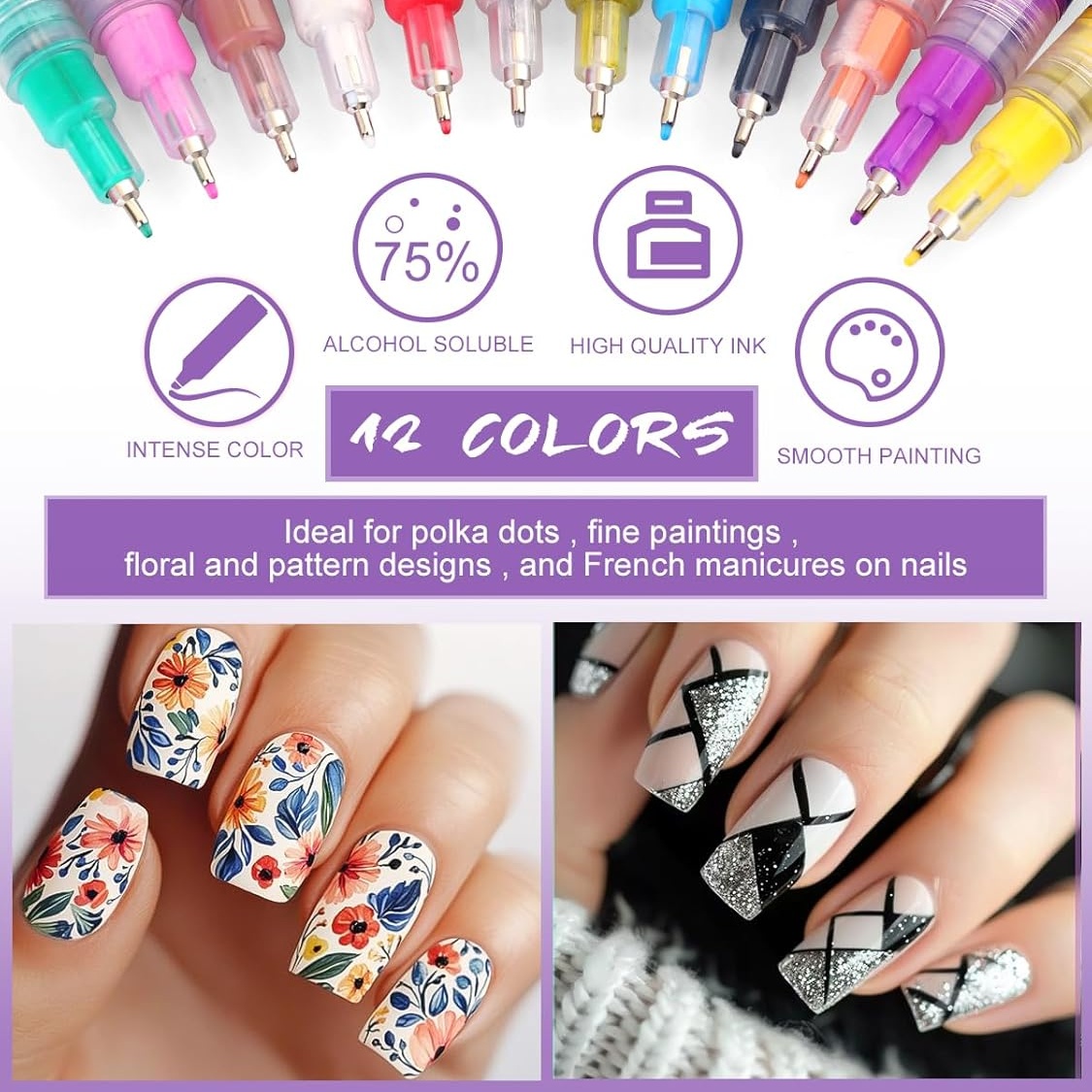 12-Color Nail Art Pen Set, Nai - Nail Art Brush Set review and price