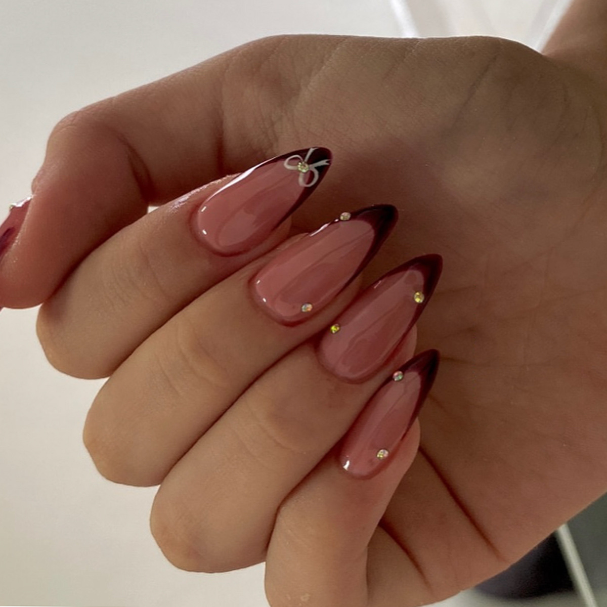 24Pcs Retro Wine Red French Al - Nail Art Red review and price