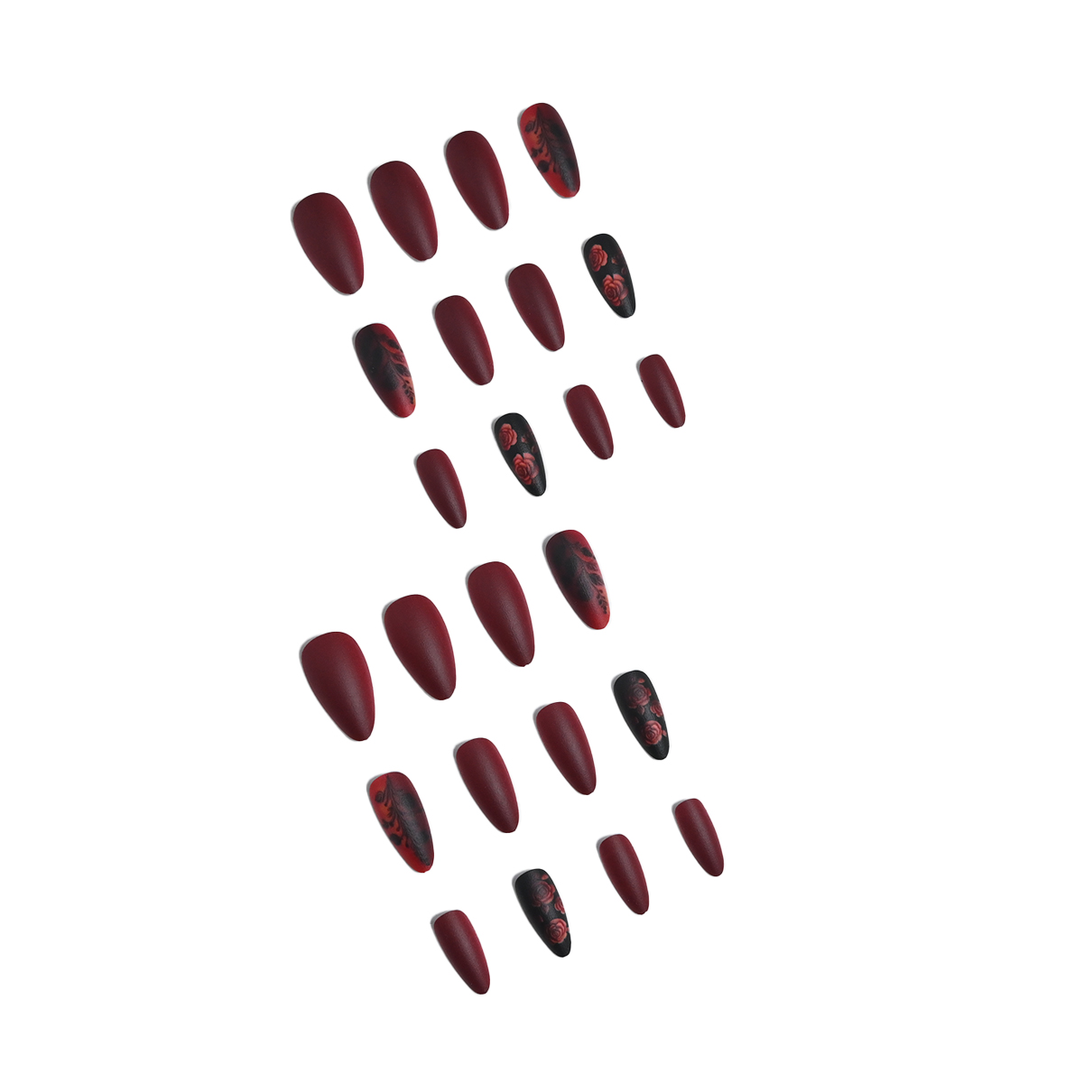 24 pieces of long almond-shape - Nail Art Red review and price