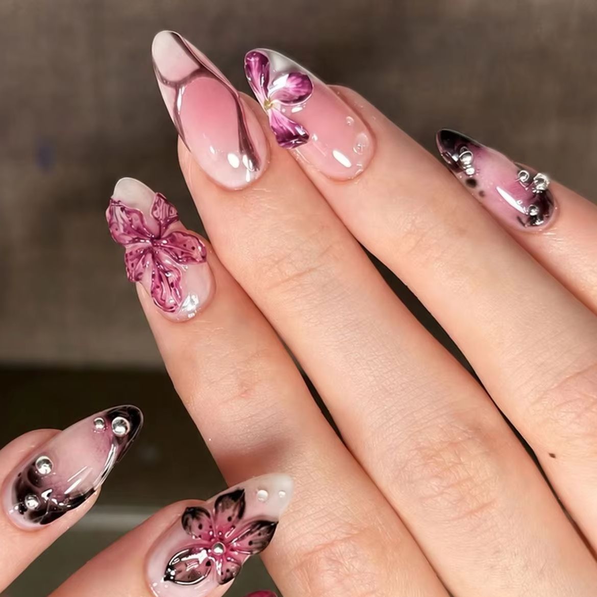 24Pcs/set Nude Pink Gradient C - Nail Art Cat Eye Pink review and price