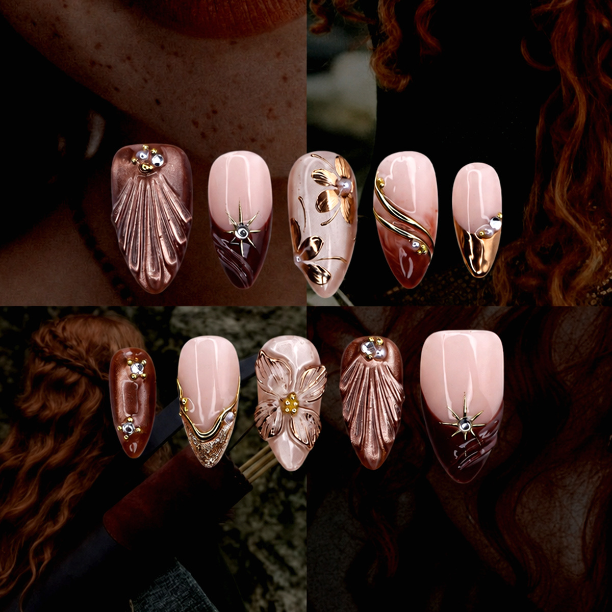 24Pcs/set Nude Pink Gradient C - Nail Art Cat Eye Pink review and price