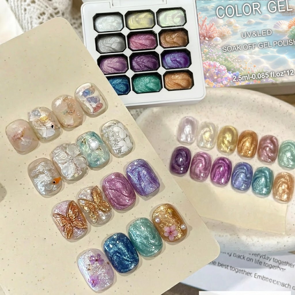 12 Colors Aurora Solid Nail Ge - Nail Art Chrome review and price