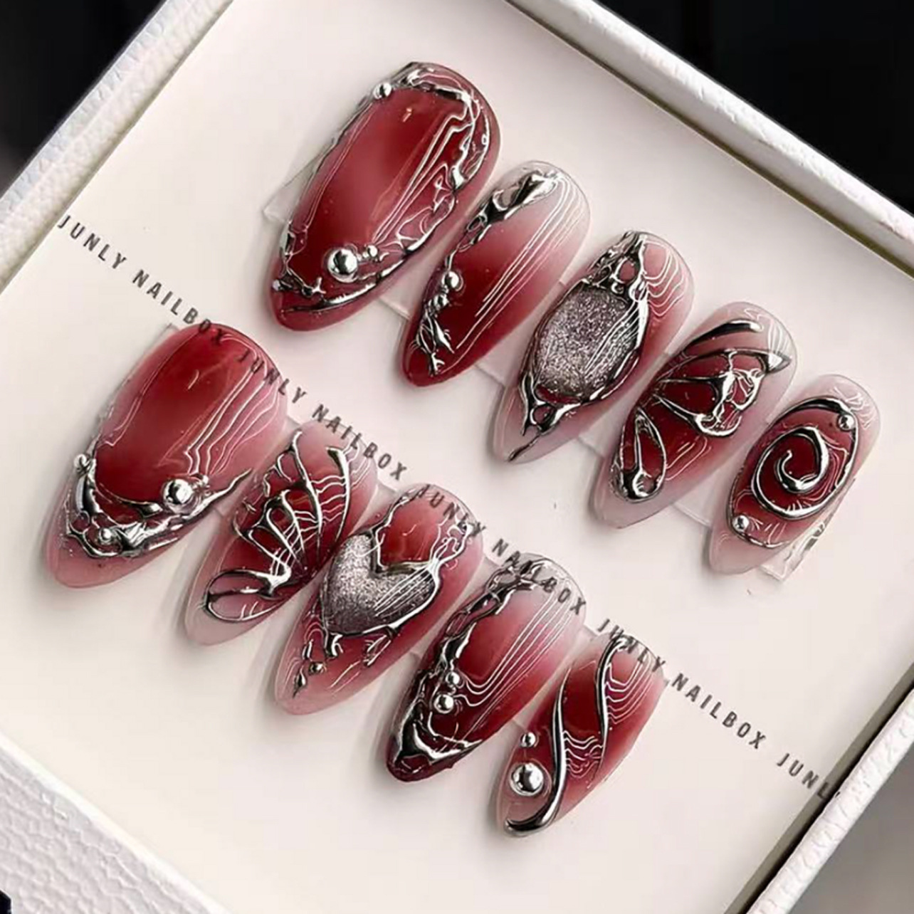 24Pcs Red Gradient Fake Nails  - Nail Art Red review and price