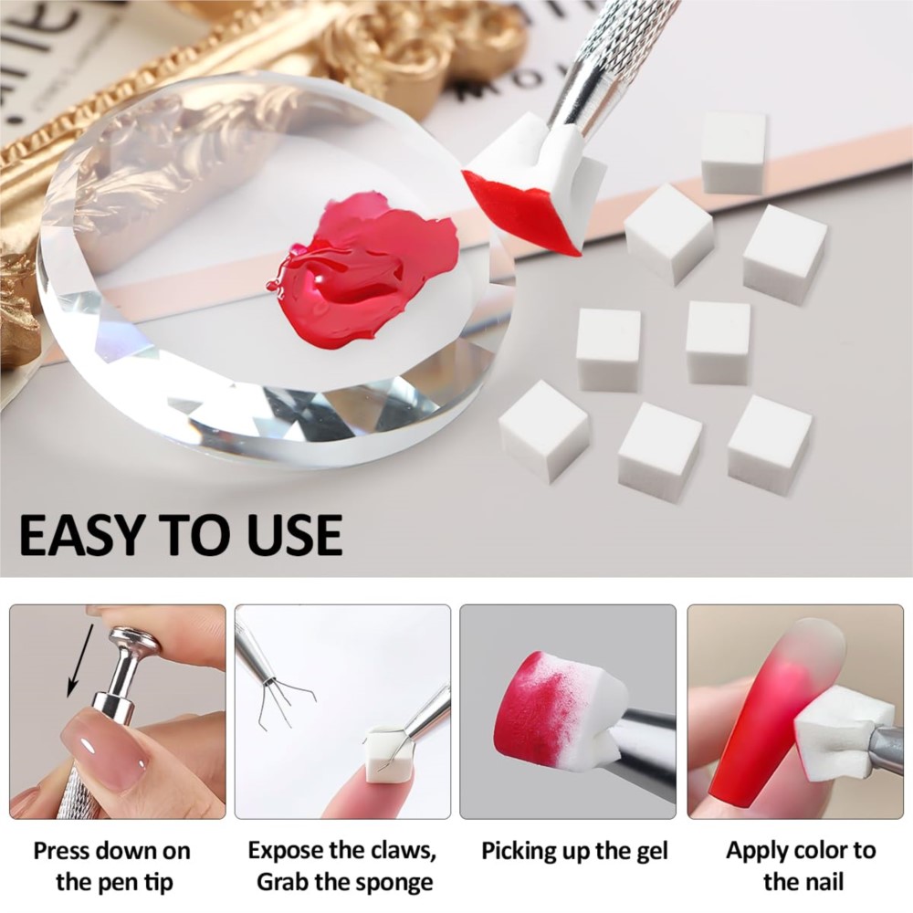 50/100Pcs White Mini Nail Spon - Nail Art Chrome review and price
