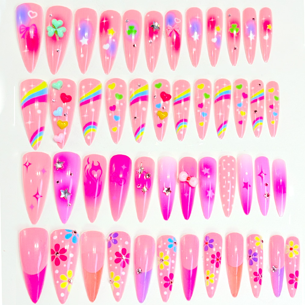 96Pcs Long Stiletto Fake Nails - Nail Art Y2K review and price