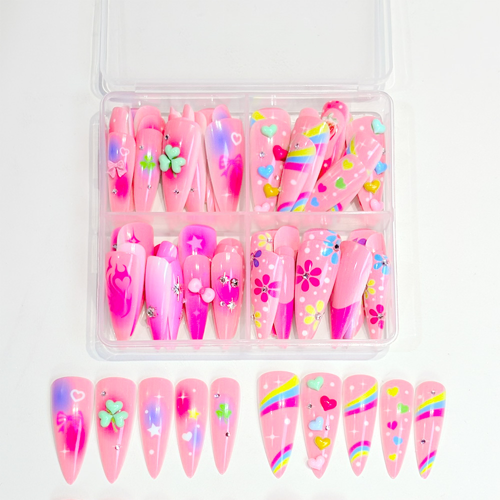 96Pcs Long Stiletto Fake Nails - Nail Art Y2K review and price