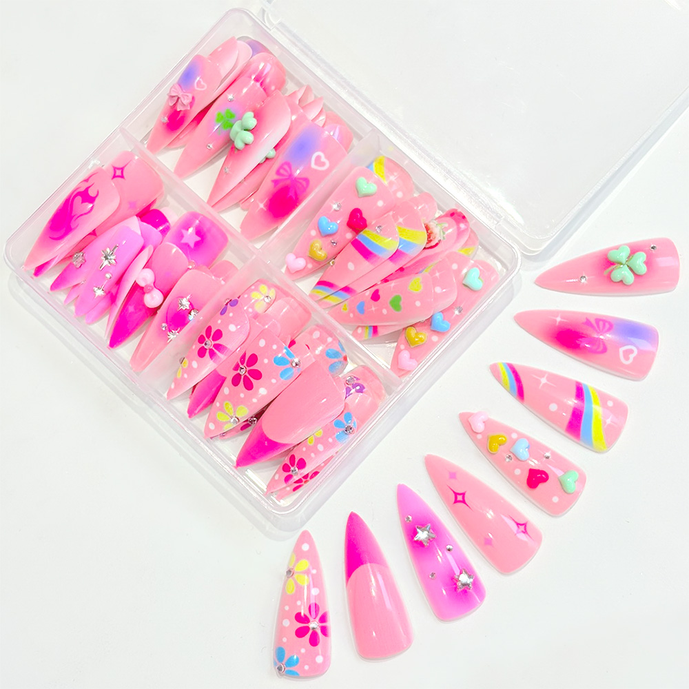 96Pcs Long Stiletto Fake Nails - Nail Art Y2K review and price