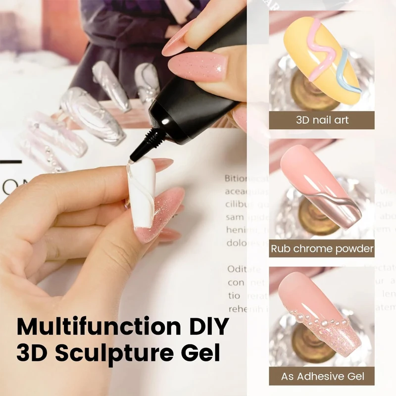 15ML Clear 3D No Wipe Sculptur - Nail Art Chrome review and price