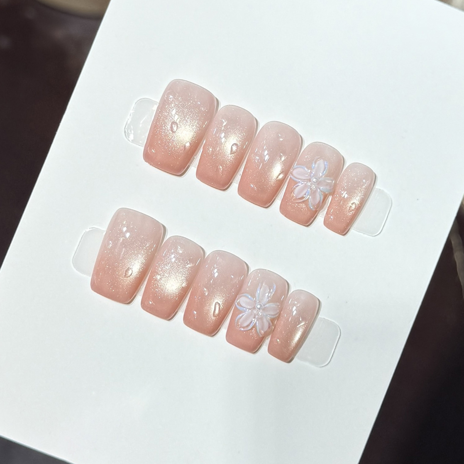 10pcs Press On Nails Pink Cat  - Nail Art Cat Eye Pink review and price