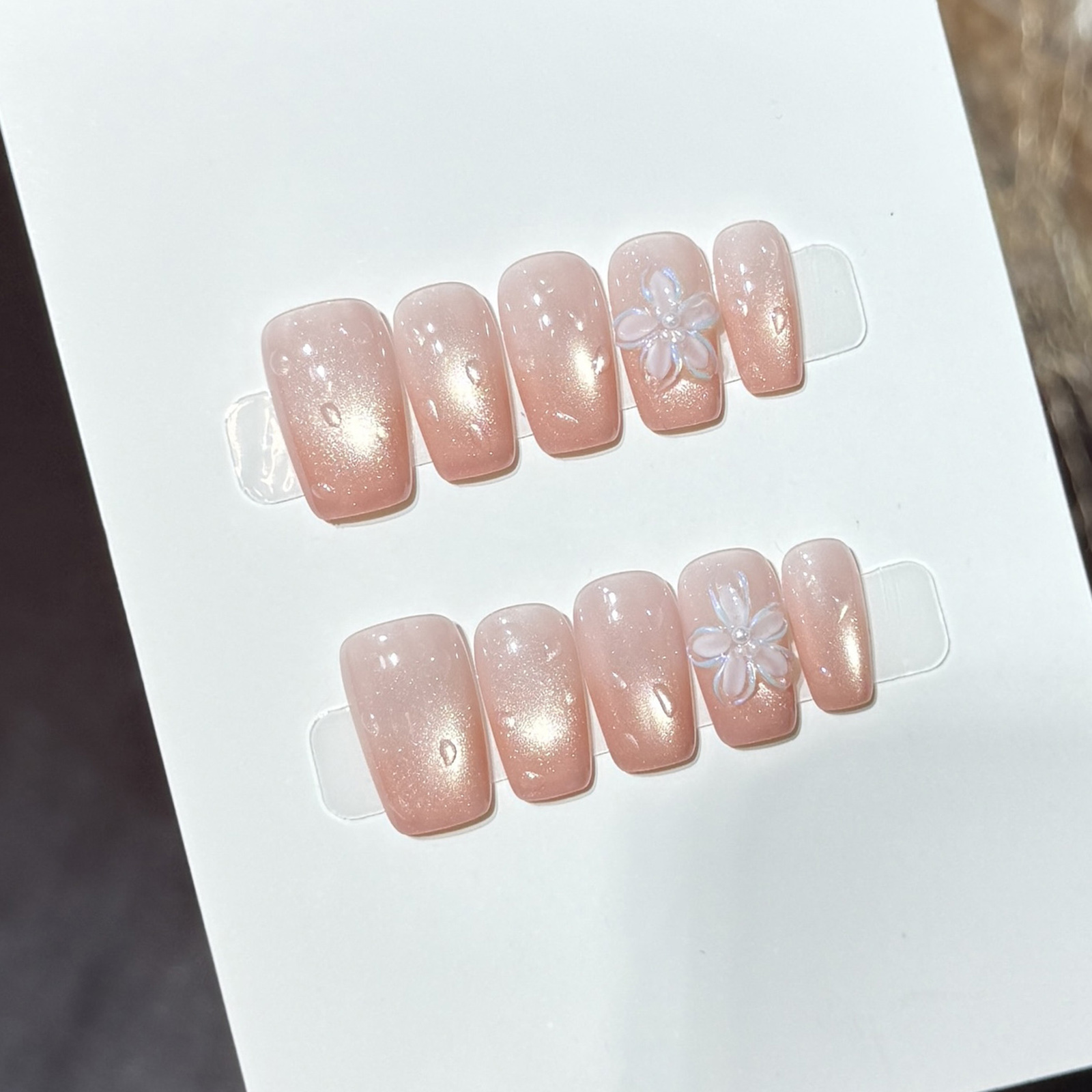 10pcs Press On Nails Pink Cat  - Nail Art Cat Eye Pink review and price