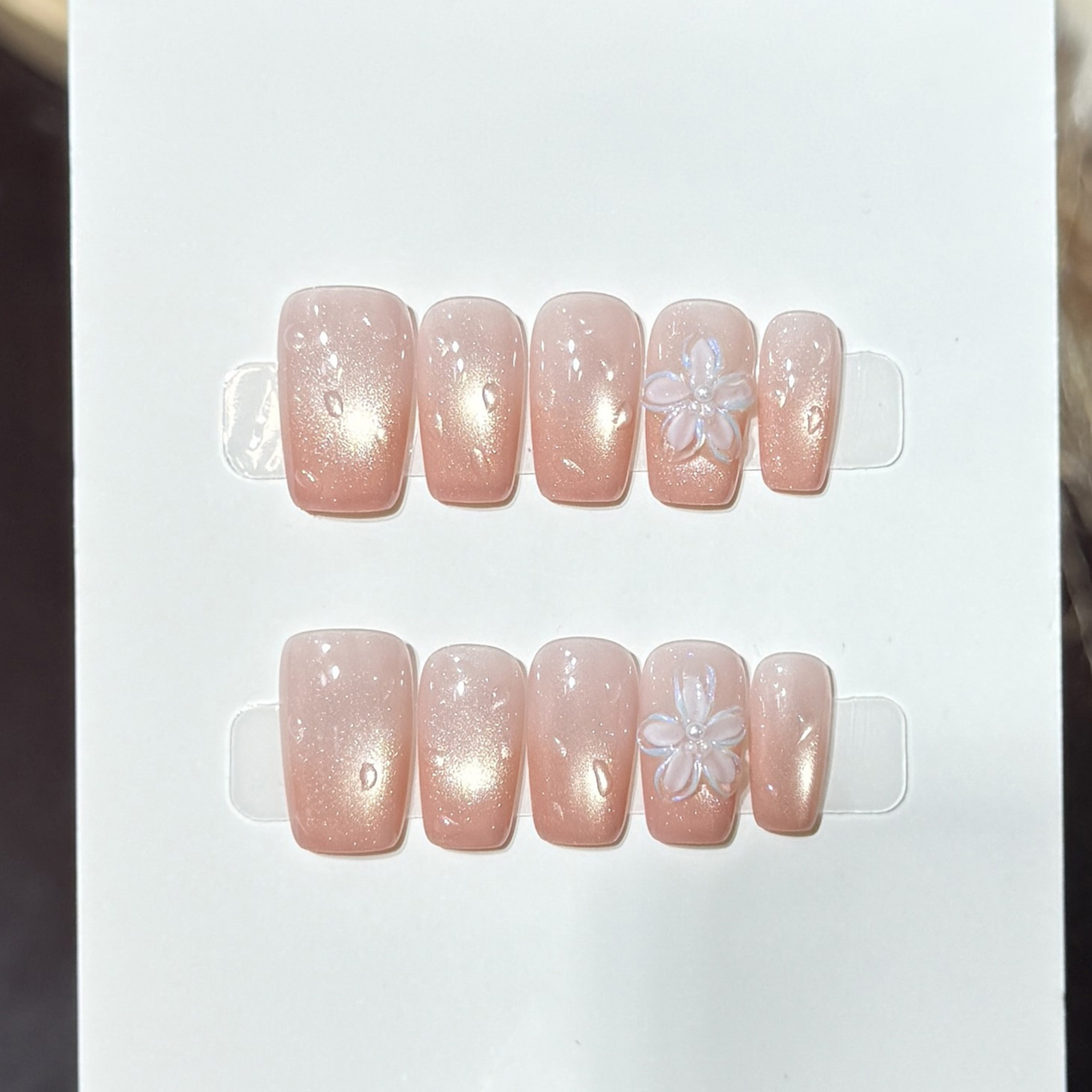 10pcs Press On Nails Pink Cat  - Nail Art Cat Eye Pink review and price