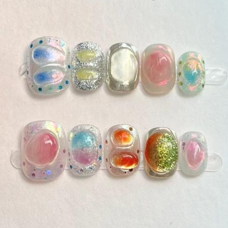 10Pcs Cute Short Round Handmad - Nail Art Overlay review and price
