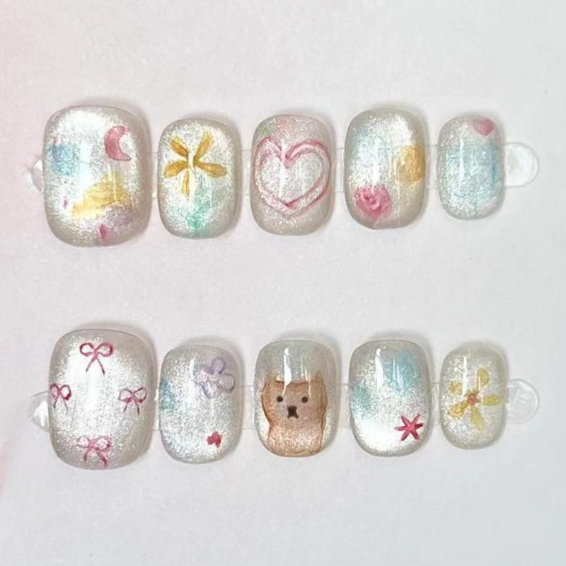 10Pcs Cute Short Round Handmad - Nail Art Overlay review and price
