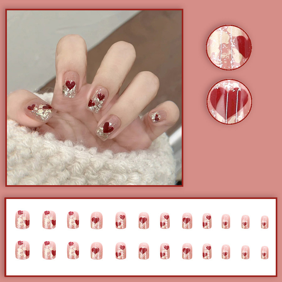 24pcs/set Short Square fake na - Nail Art Red review and price