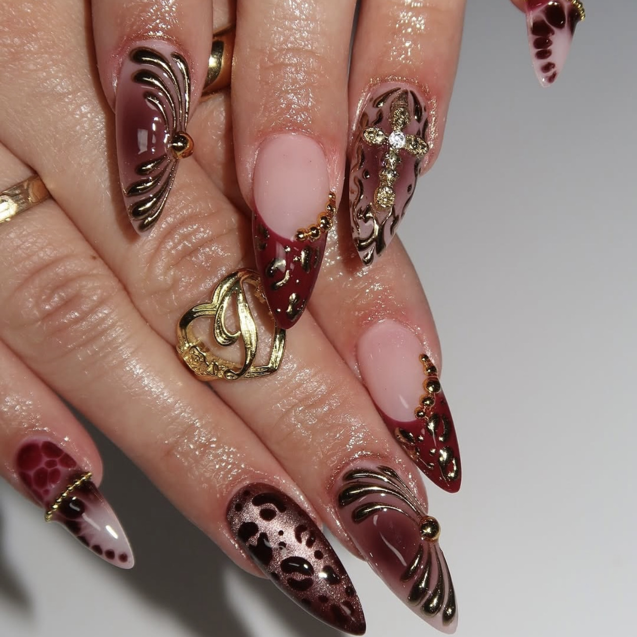 Gradient wine red brown fake n - Nail Art Red review and price