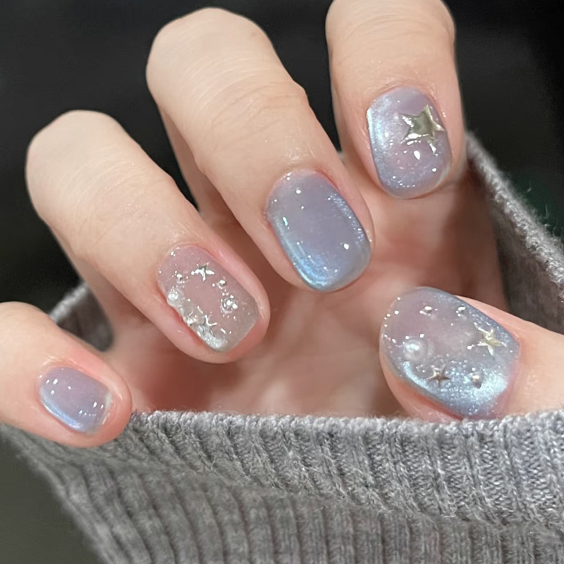 24pcs Short Square Press on Na - Nail Art Ombre Glitter review and price