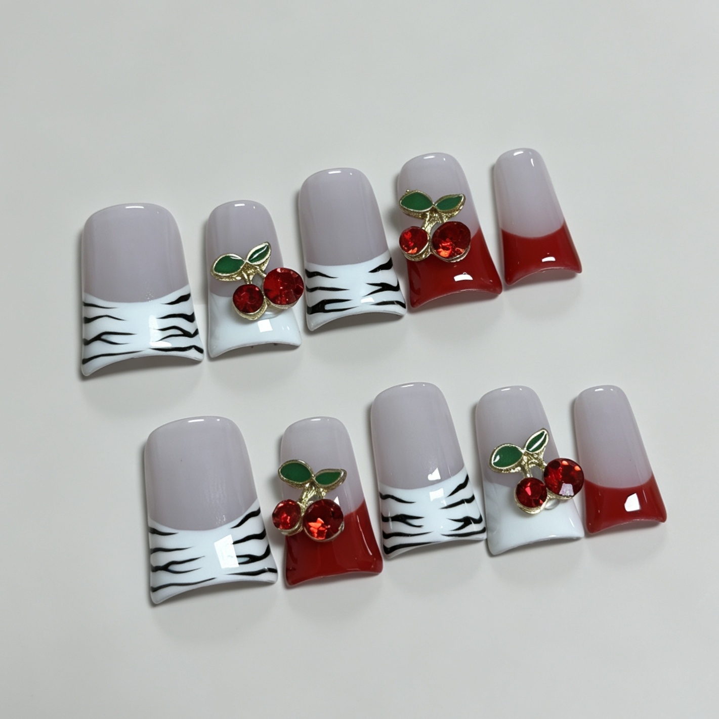 Medium Square 10Pcs French Pre - Nail Art Red review and price