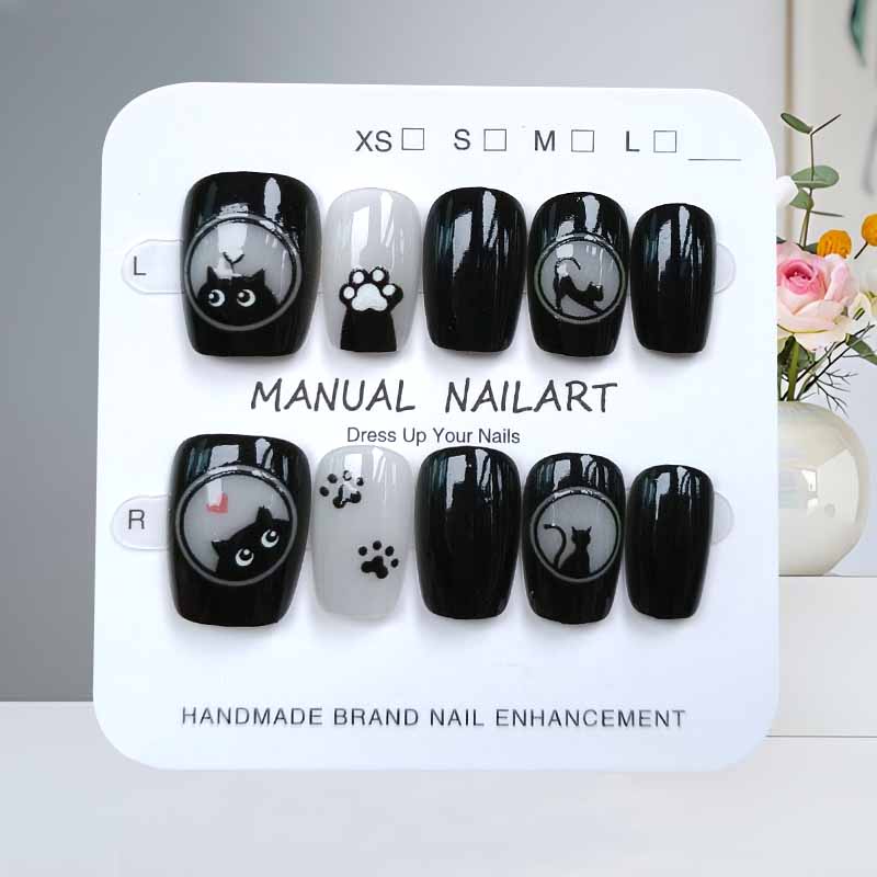 10Pcs Cute Cartoon Black Cat a - Nail Art Cat Eye Pink review and price