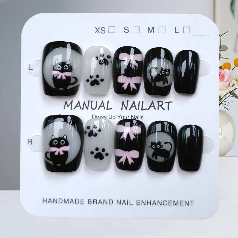10Pcs Cute Cartoon Black Cat a - Nail Art Cat Eye Pink review and price