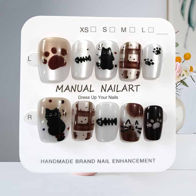 10Pcs Cute Cartoon Black Cat a - Nail Art Cat Eye Pink review and price