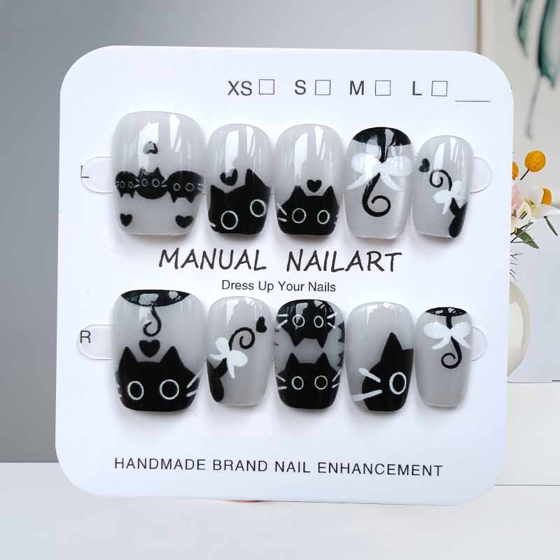 10Pcs Cute Cartoon Black Cat a - Nail Art Cat Eye Pink review and price