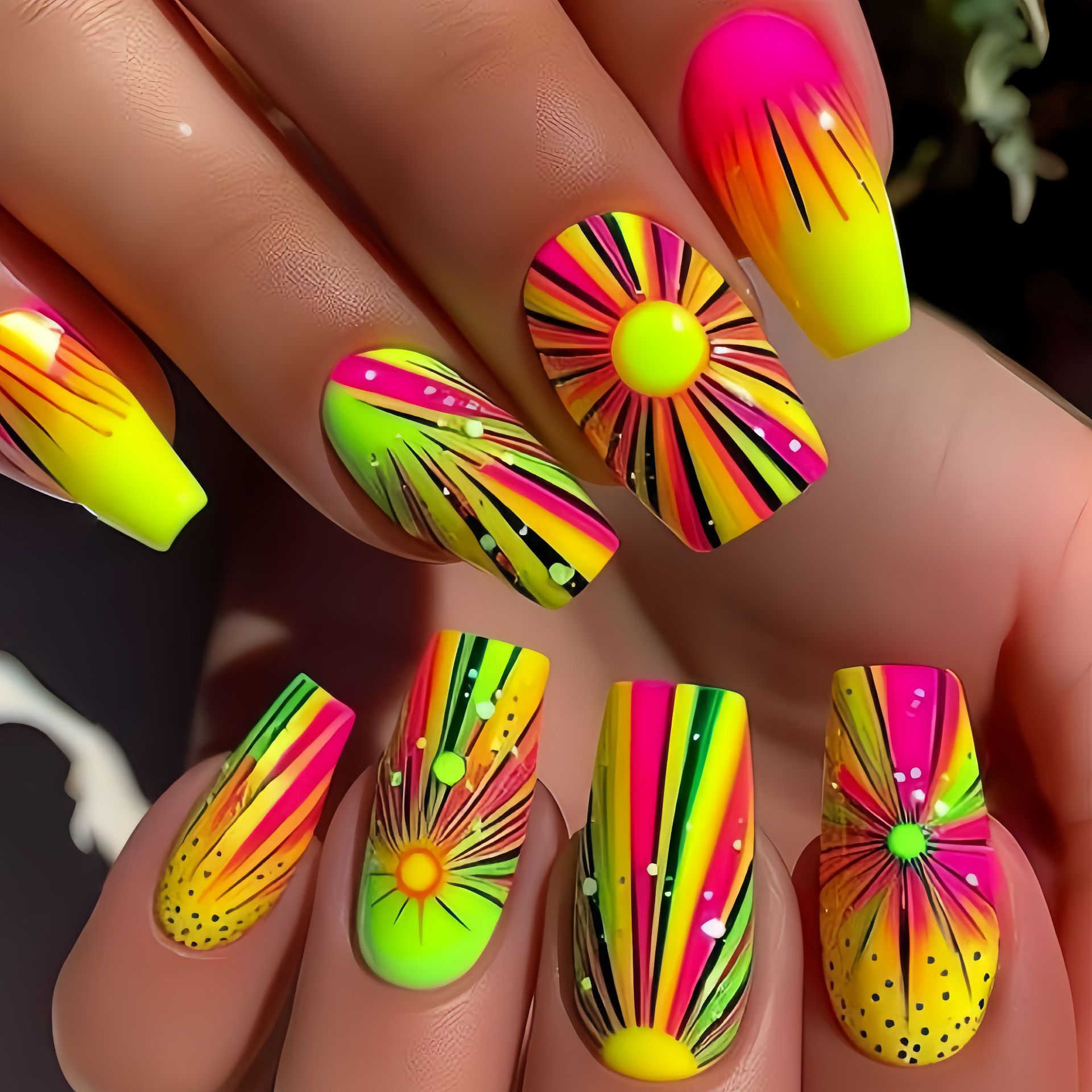 Colorful Ombre Press on Nails  - Nail Art Ombre Glitter review and price