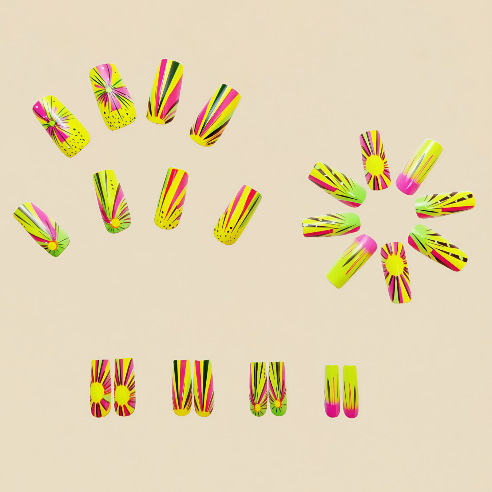 Colorful Ombre Press on Nails  - Nail Art Ombre Glitter review and price
