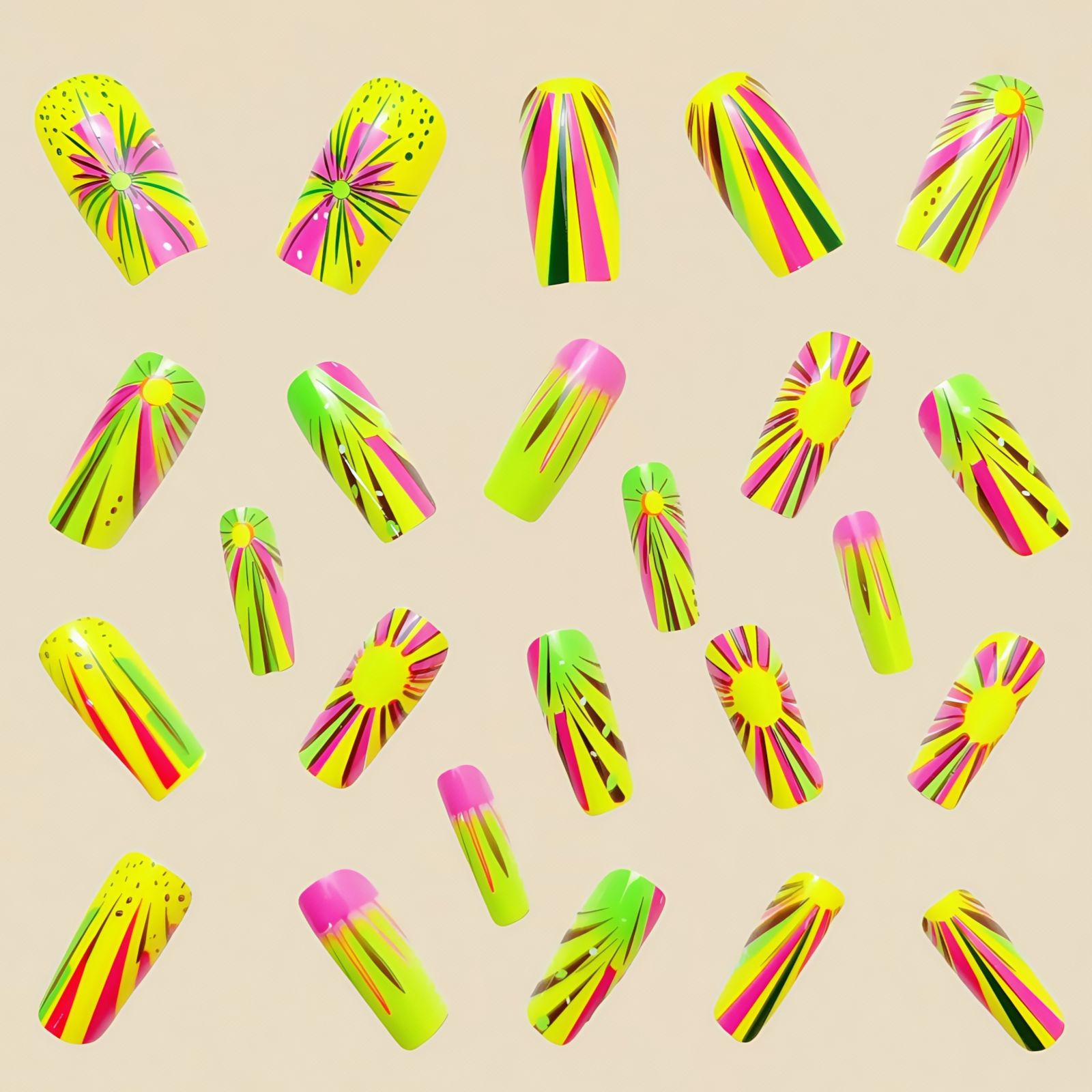 Colorful Ombre Press on Nails  - Nail Art Ombre Glitter review and price