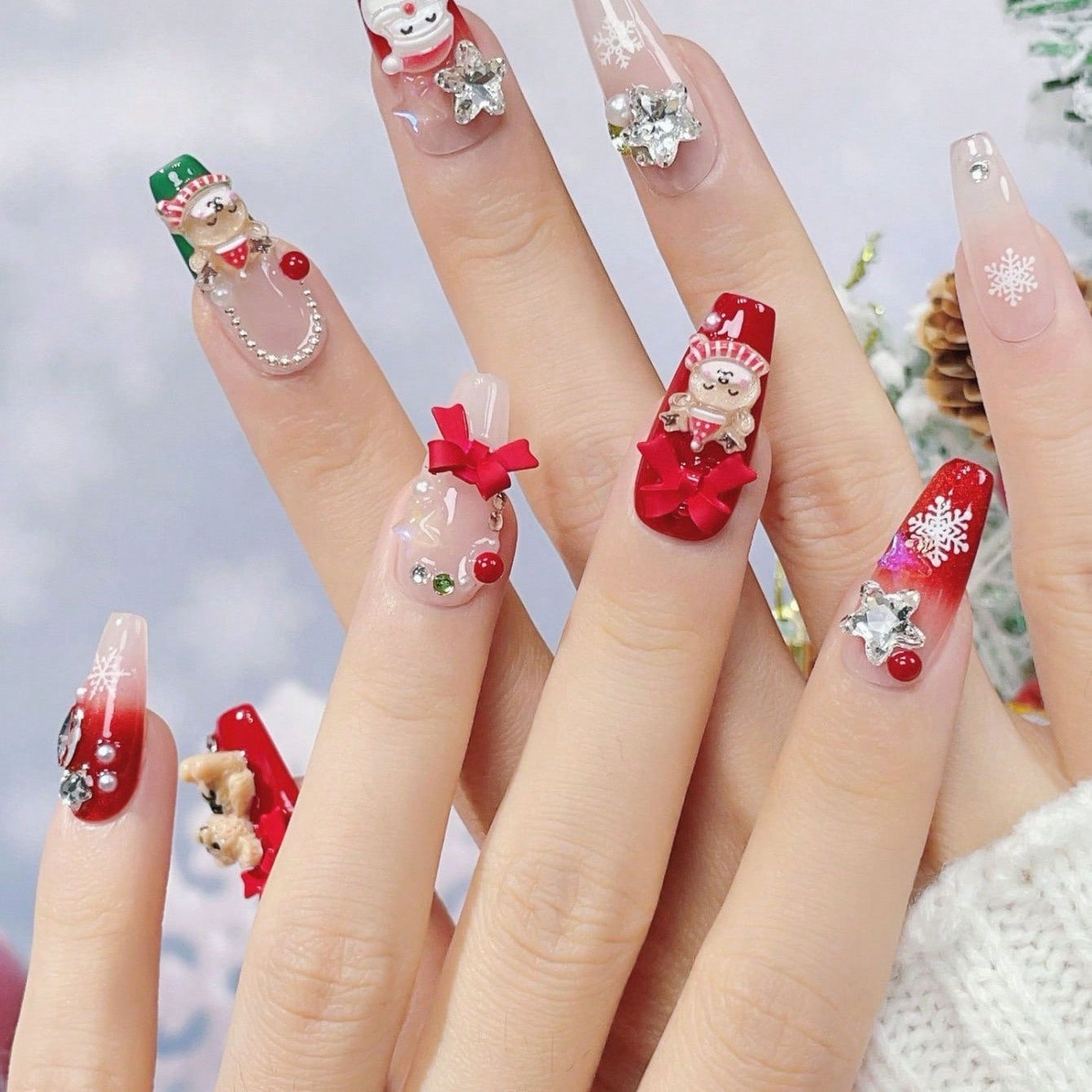 10pcs Handmade Coffin Shaped N - Nail Art Red review and price