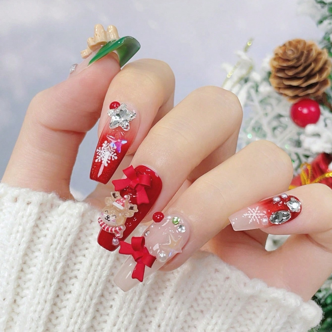10pcs Handmade Coffin Shaped N - Nail Art Red review and price